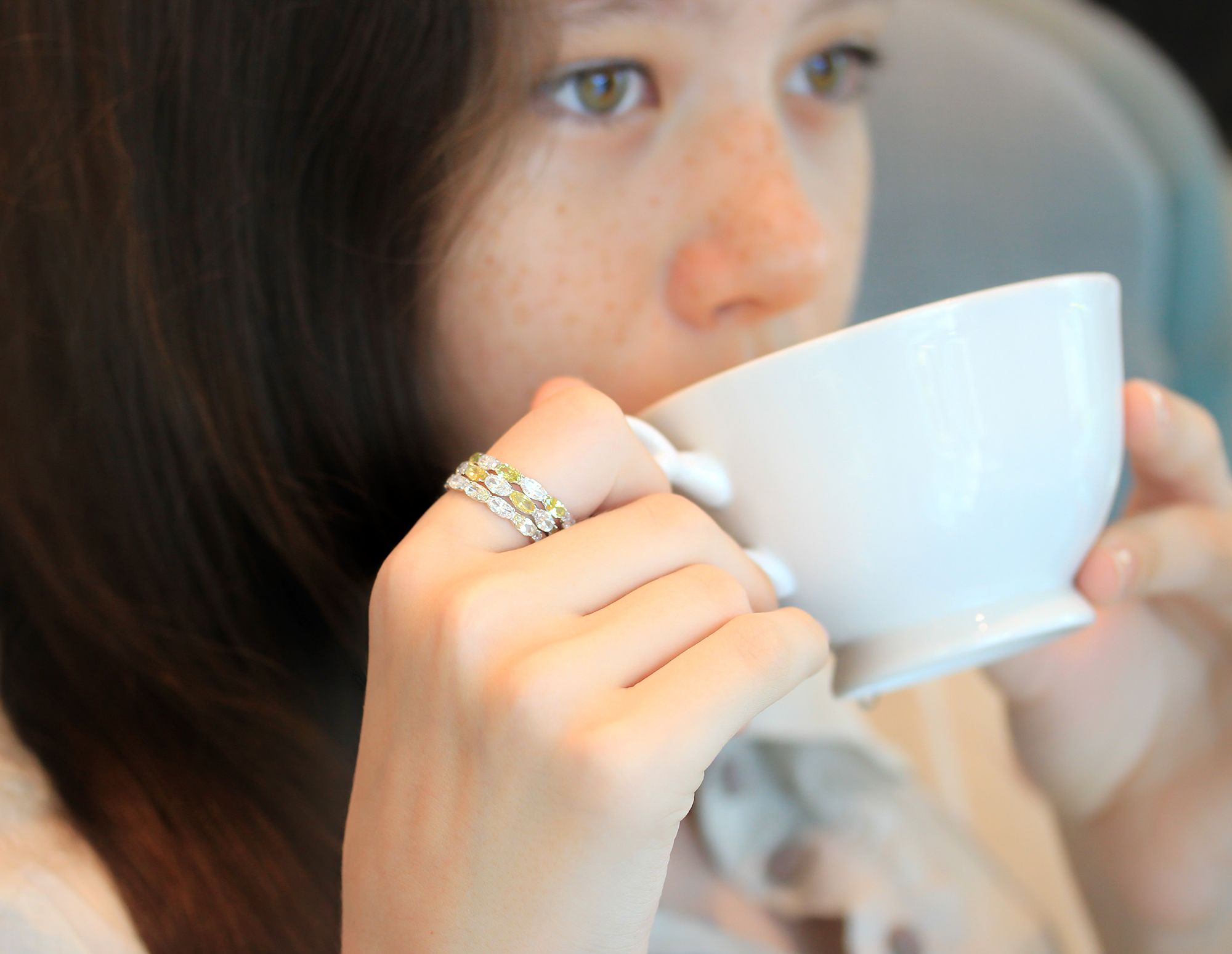 Keep calm, enjoy your tea and dazzle with Siamite eternity rings.